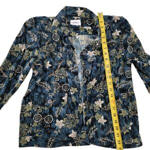 VINTAGE 2005 Christopher‎ & Banks Blue Bicycle Maple Leaf Stretch Jacket Size M